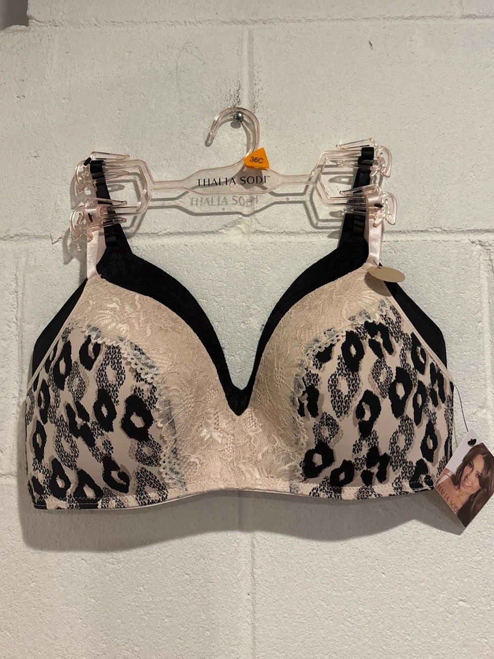 Thalia Sodi Mega Push Bra 2  wireless beige black animal and solid black 36C